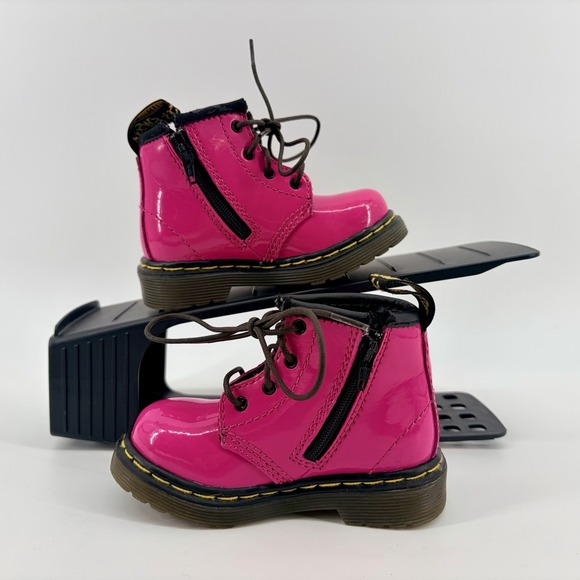 Dr. Martens Brooklee Toddler Size US 5 Pink Black Classic Outdoor Side Zip Boots - Picture 2 of 6